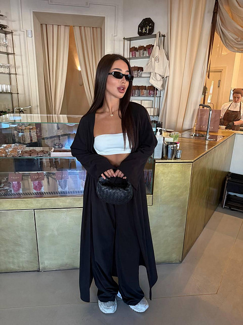 Жіночий базовий теплий костюм двійка: кардиган і штани палацо турецький кашеміровий термотрикотаж Чорний Одеса - фото 1