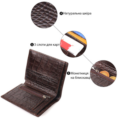 Портмоне Canpellini Из натуральной кожи Коричневое (21496) Винница - изображение 6