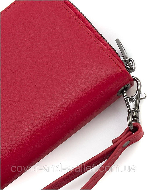 Елітний жіночий гаманець клатч із натуральної шкіри червоного кольору на блискавці Marco Coverna Київ - фото 3