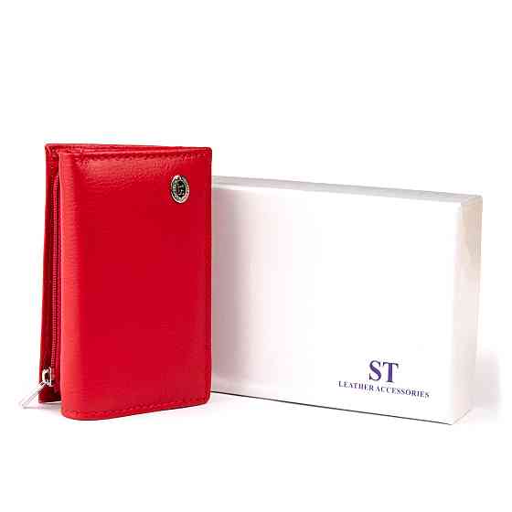 Горизонтальное портмоне из кожи женское на магните Красное (ST Leather) Киев