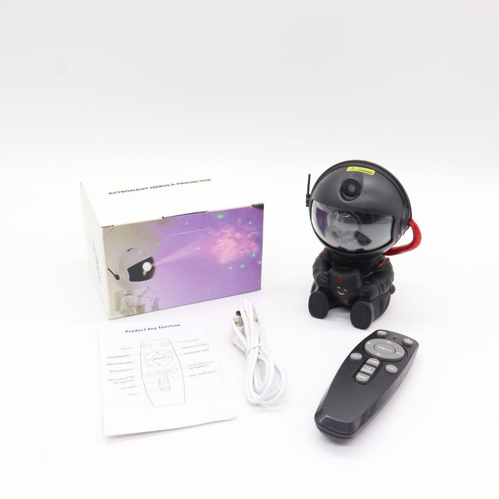 Лазерный ночник-проектор звездного неба Космонавт, с USB + пульт, Черный / Детский светильник-ночник звездное небо Киев - изображение 10