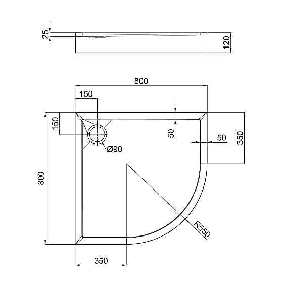 Душевой поддон Qtap Robin 308812C 80x80x12 см + сифон Киев