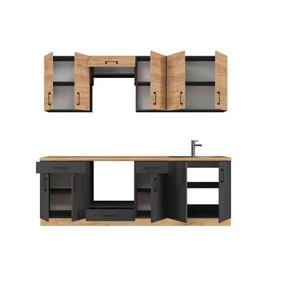 Кухня модульна Эверест Оптима набор №7 Дуб крафт золотой+Антрацит 2,4 м (без столешницы) (DTM-5720) Львов