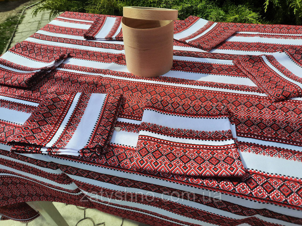 Вышитая скатерть красная с сетами Киев - изображение 9