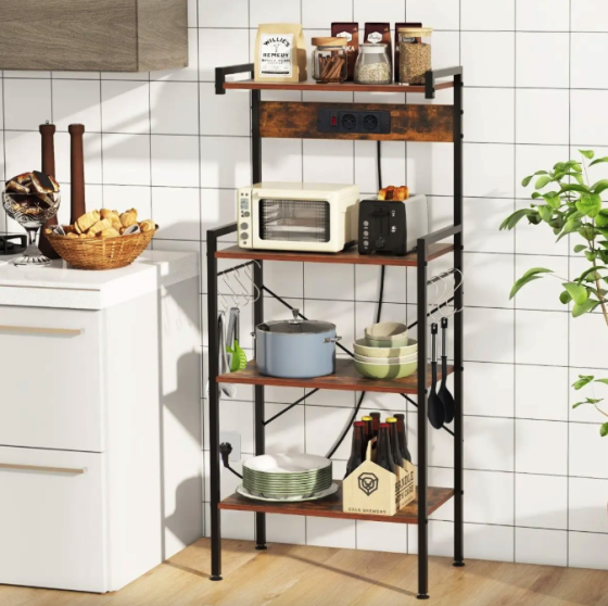 Стелаж Costway Surette з місцем для мікрохвильової печі та з двома розетками в стилі Loft Київ