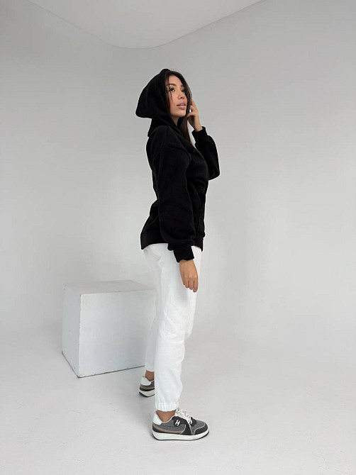 Жіноча тепла флісова кофта на змійці щільний двосторонній фліс Чорний, 50/52 Одеса - фото 3