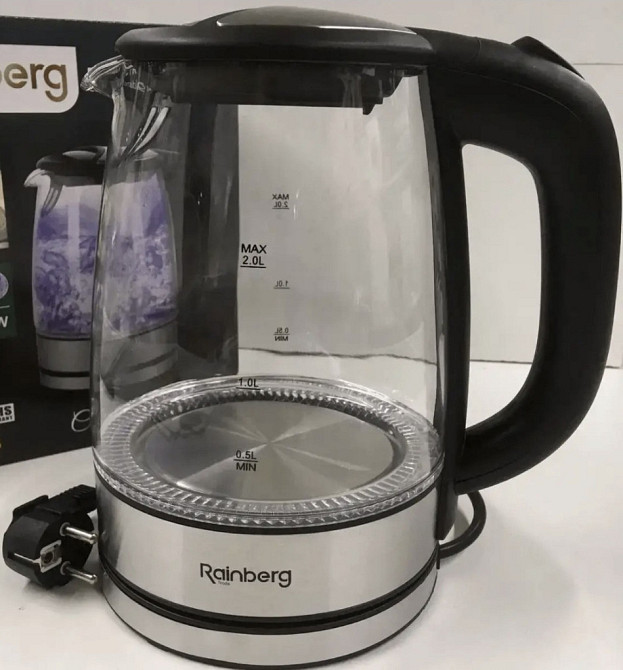 Стеклянный электрочайник с подсветкой Rainberg RB-703 чайник. Киев - изображение 7