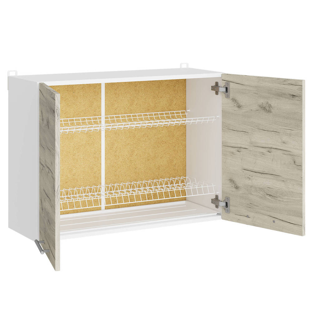 Кухонный модуль с сушилкой для посуды Эверест Эко 800 дуб крафт белый/белый 80х30х58 см (DTM-071006) Львов - изображение 2