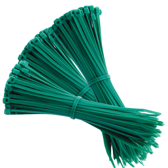 Хомуты стяжки пластиковые, кабельные 1000 шт в упаковке, хозяйственные 3х100 мм цвет зелёный Каменец-Подольский