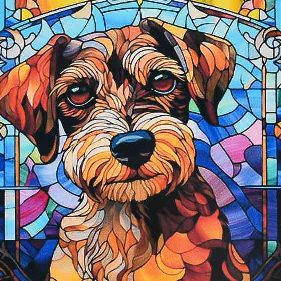 Алмазна мозаїка "Вітражний пес" DEEX16282 не повна викладка 30х30 см Вінниця