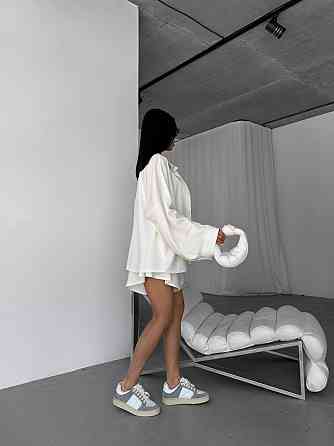 Жіночий літній прогулянковий оверсайз костюм двійка: сорочка і шорти льон Одеса