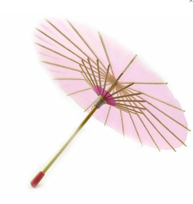 Парасолька паперовий рожевий бамбук з папером Київ - фото 1