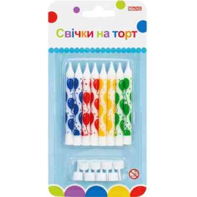 Свічка Maxi 8 шт. на торт, 8 см; 8 підставок для свічок (MX627047.F01) Вінниця