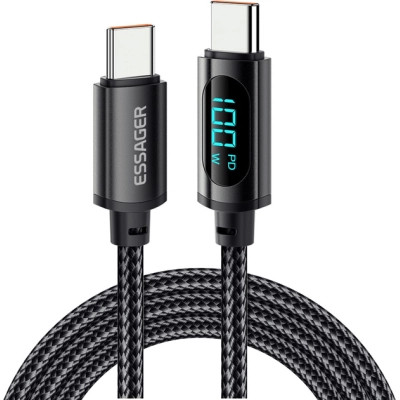 Дата кабель USB-C to USB-C 2.0m 100W LED black Essager (EXCTT1-XYA01-P) Вінниця - фото 1