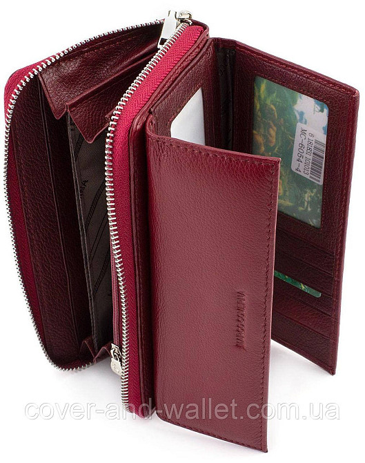 Бордовий жіночий гаманець на блискавці на багато карток Marco Coverna MC 6054 Київ - фото 6