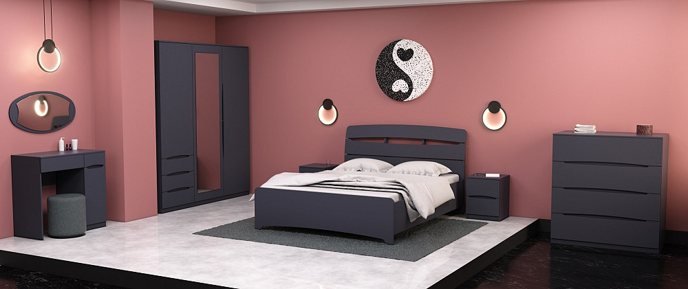 Кровать Дельта двуспальная, Антрацит, 2132х1450х1070 Львов - изображение 3