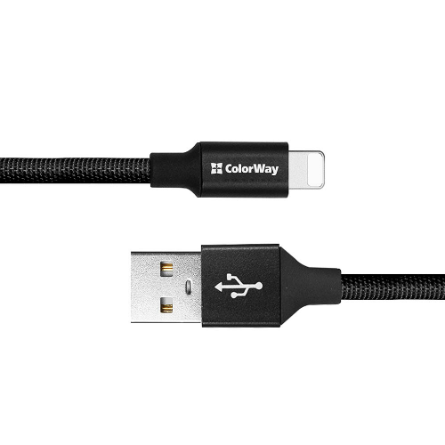 Кабель USB Lightning ColorWay CW-CBUL048-BK 2,4A 0,25м чорний Житомир