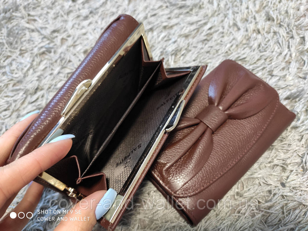 Женский кожаный компактный кошелек с бантом Salfeite Киев - изображение 3