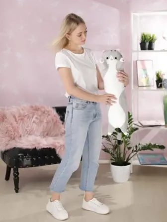 Kipo Мягкая Игрушка Кот Длинний 50см Подушка Обнимашка коричневый Коломия