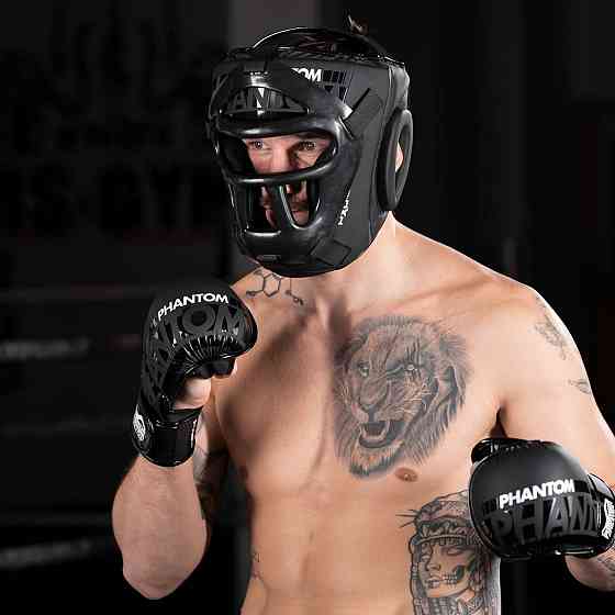 Боксерський шолом Phantom APEX Cage Black (капа в подарунок) Каменское