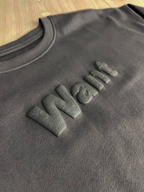 Свитшот женский U S 293 широкий оверсайз трикотаж надпись WANT, графит, one size Киев - изображение 12