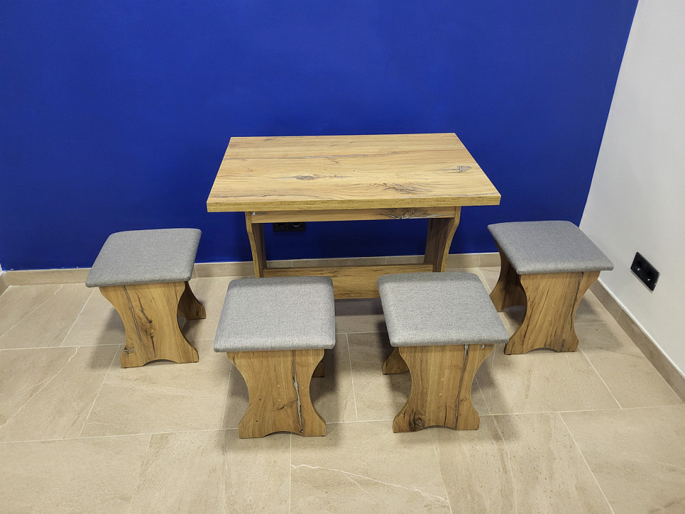 Стіл на кухню та 4 м'які табурети (комплект) Тканина - ЛДСП Дуб Флагшток Львів - фото 5