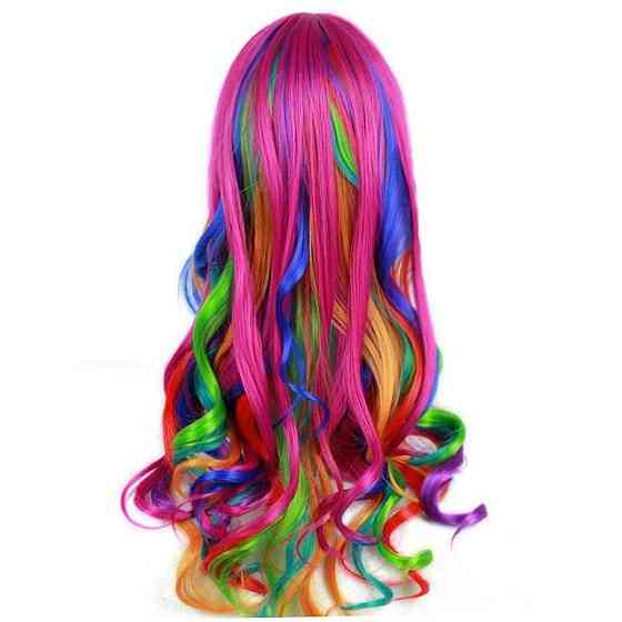 Перука різнокольорова райдужна яскрава довга 72 см, хвилясте синтетичне барвисте волосся для косплею, вечірок, Хелловіну Київ
