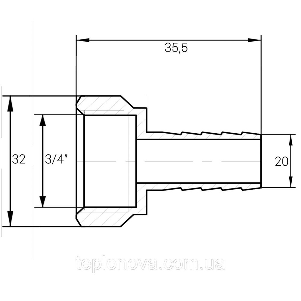 Штуцер 3/4″В 20мм никелированный NU4J1S OPTIMUM Черновцы - изображение 3