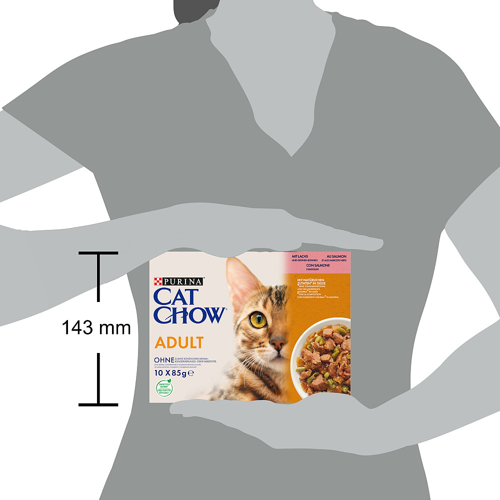 Вологий корм CAT CHOW Adult для дорослих котів, шматочки в желе, з лососем та зеленою квасолею, 10x85 г Київ - фото 3