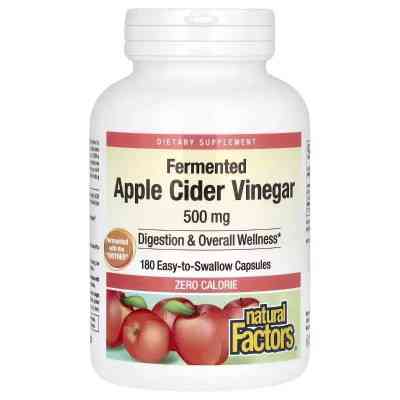Трави Natural Factors Яблучний оцет Ферментований, 500 мг Fermented Apple Cider Vinega (NFS-02056) Вінниця