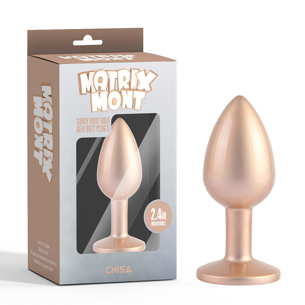 Анальна пробка рожеве золото CHISA MATRIX MONT з перламутром та білим каменем, розмір S Sex Aura Київ - фото 1