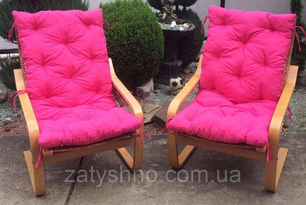 Меблі з лози подарункові | Качалки плетені зі столом і рожевими накидками |меблі плетені на під Київ - фото 5