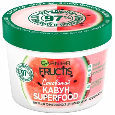 Маска для волос Garnier Fructis Superfood Сочный Арбуз для тонких волос 390 мл (3600542389440) Винница - изображение 1