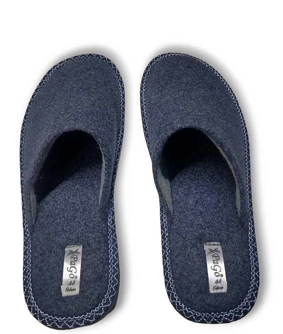 Хатні капці чоловічі із закритим носком сині Одесса - изображение 6
