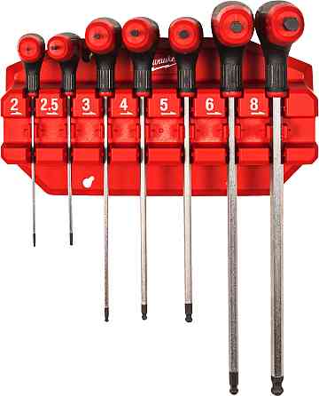 Набор ключей Г-образных MILWAUKEE с комфортной ручкой, Hex с шариком, (2/2,5/3/4/5/6/8мм) (7шт) пластиковый холдер Одесса