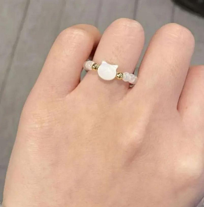 Парные кольца с котиками Комплект из 2 колец для подруг | Регулируемые кольца из бусин, черное и бел Киев - изображение 3