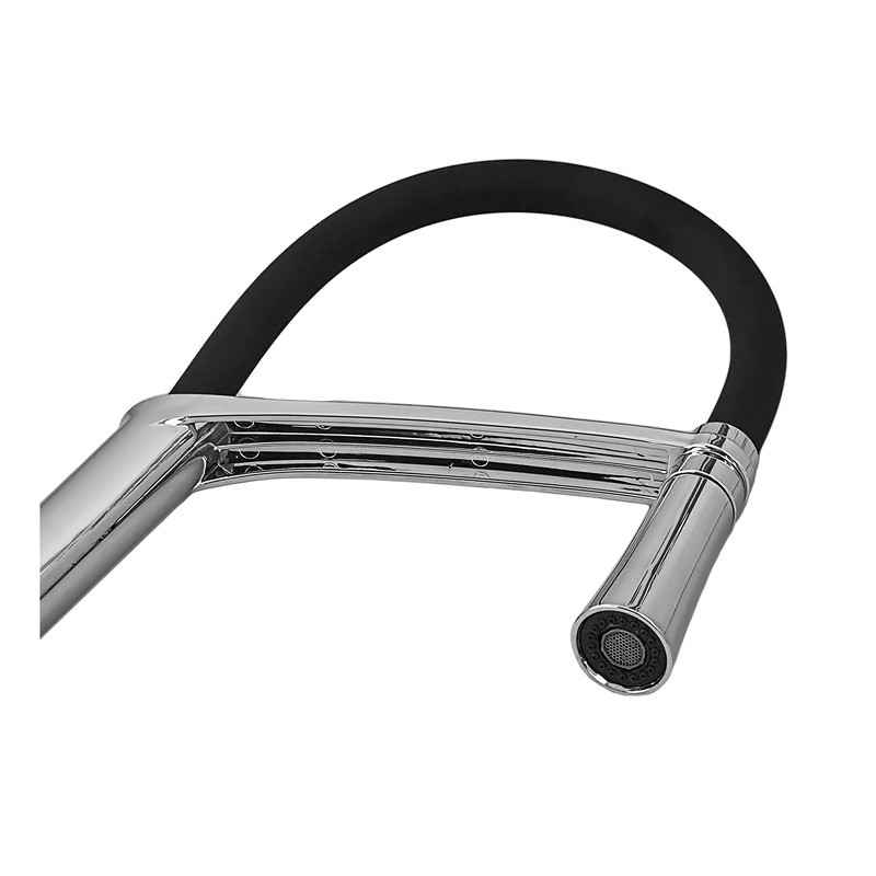 Змішувач для кухні Plamix Cezar-017 Set Chrome Refl.Black з силіконовий виливом (з підведенням) (PM0741)   ( 22982 ) Харків - фото 6