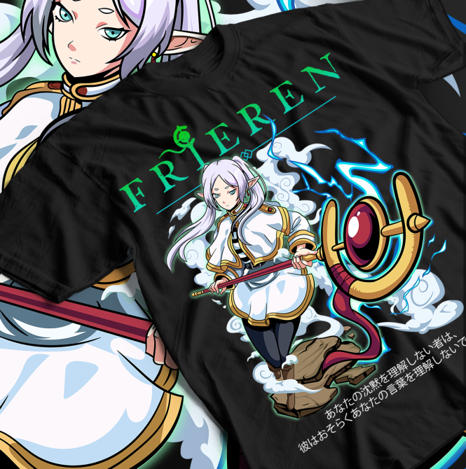 Футболка для хлопчика з аніме принтом Ферн Старк Слееве Хеавй оверсайз (зріст від 165 до 180) Чорний AnimeJ0659m Дніпро - фото 1