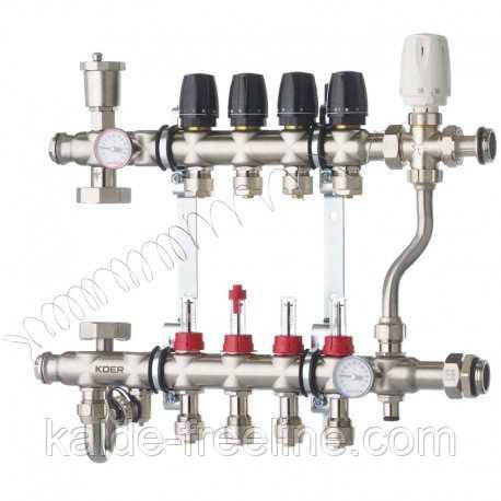 Коллектор с трёхходовым клапаном 1013 нержавейка в сборе на 5 выходов Харьков - изображение 2