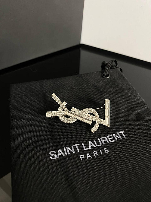 Брендовая брошь Cен Лоран / Saint Laurent, покрытие серебро 925 Одесса - изображение 3