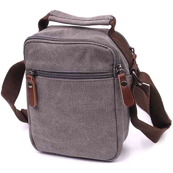 Компактная мужская сумка из плотного текстиля Серая (Vintage) Киев