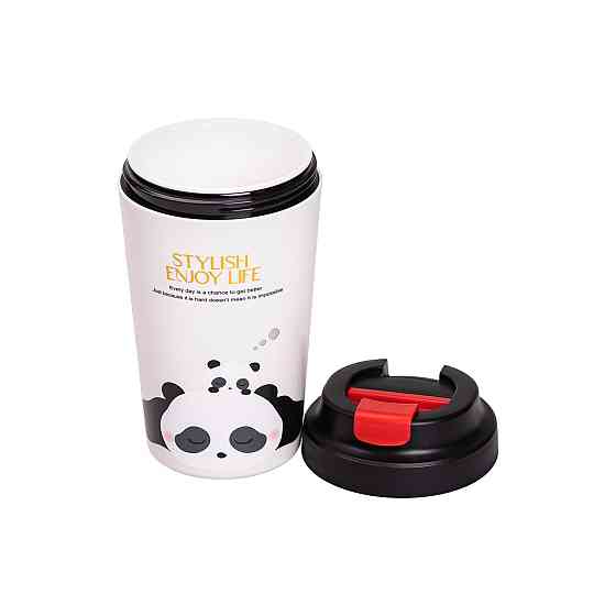 Термочашка Panda з порцелянаовою колбою 380 мл Чорна HP-14-12B Коломия