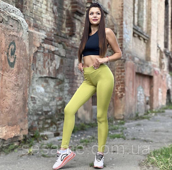 Женские лосины для спорта и тренировок зелёные Харьков - изображение 2