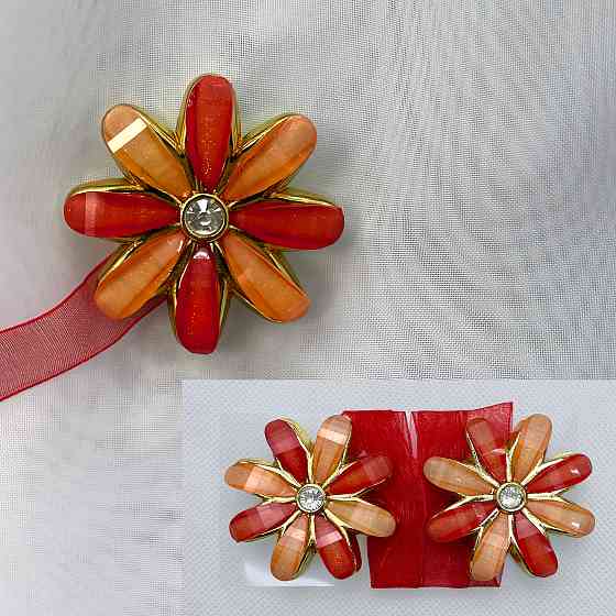 Магніти для штор та гардин "Квітка" набір 2 шт Червоний з помаранчевим (81-254) Київ