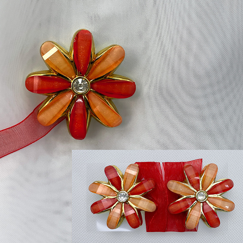 Магніти для штор та гардин "Квітка" набір 2 шт Червоний з помаранчевим (81-254) Київ - фото 1