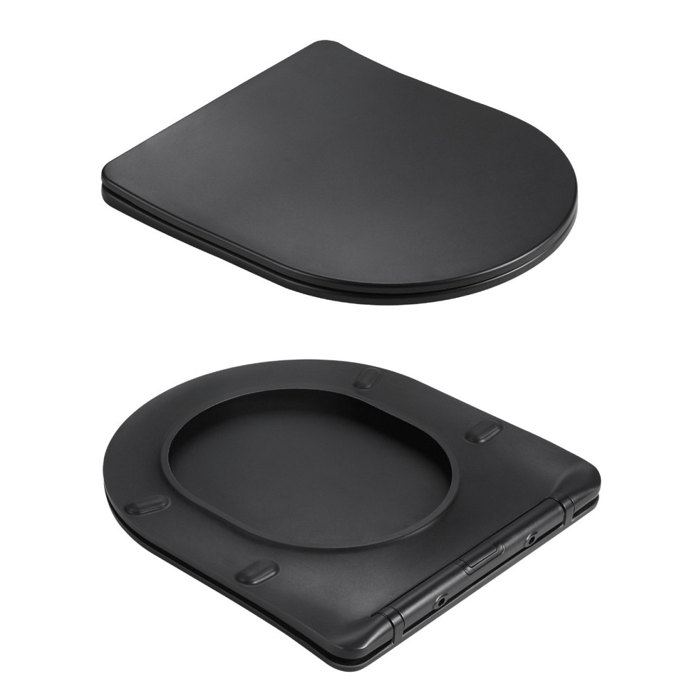Унітаз підвісний Qtap Jay Ultra Quiet 485х360х320 мм, Matt Black, сидінням Slim Duroplast/ Soft-close/ Quick Relase QT07335177MB Київ - фото 14