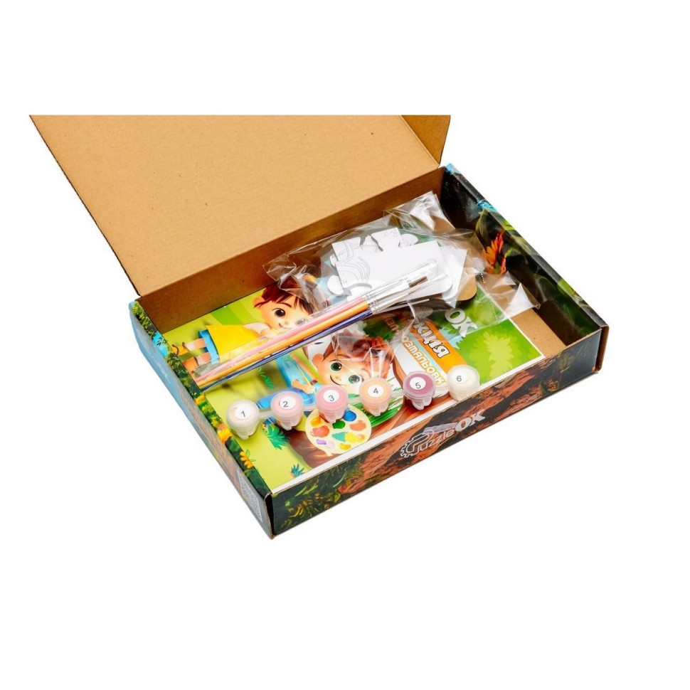 Деревʼяний пазл-розмальовка А5 "Поросятко" Puz-22939 пензлик, фарби, клейка плівка Вінниця - фото 6