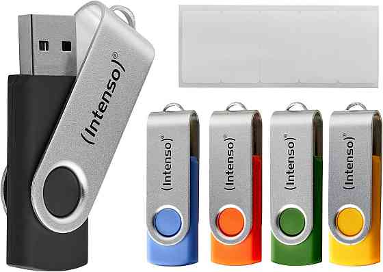Флешка Intenso Office Line 5×64 ГБ рожевий USB 3.2 Gen1 до 70 МБ/с металева підвіска етикетки Київ