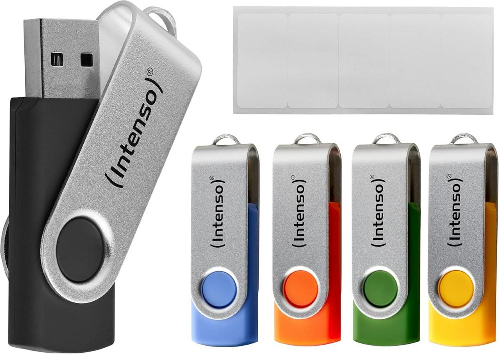 Флешка Intenso Office Line 5×64 ГБ розовий USB 3.2 Gen1 до 70 МБ/с металлическая подвеска этикетки Киев - изображение 1