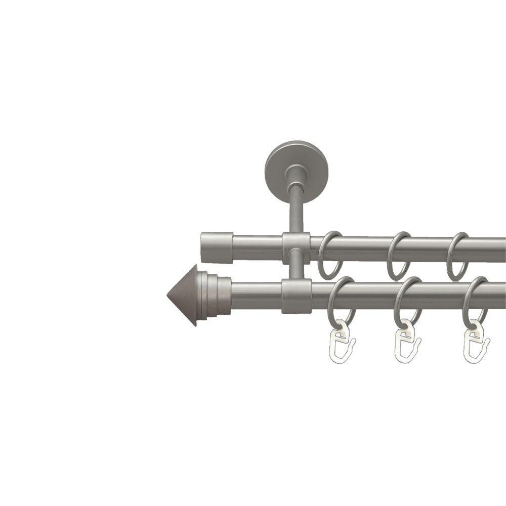 Карниз Orvit Сетра металевий дворядний закритий гладка труба кільце металеве Сатин 16\16 мм 240 см Львов - изображение 1